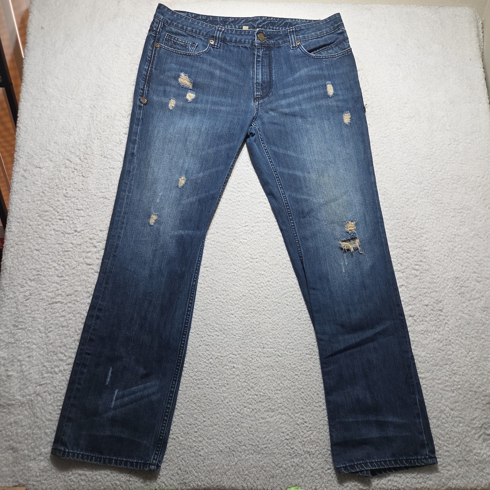 Vintage ANTIK Jeans Mens 38x34 Boot Cut Distressed Embroidered Pockets Y2K